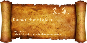 Korda Henrietta névjegykártya